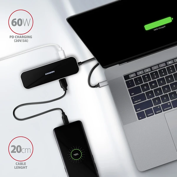AXAGON USB hub 3x USB-A, HDMI, RJ-45 kábel USB-C - Dokovacie stanice - Obrázok ZA13G00101
