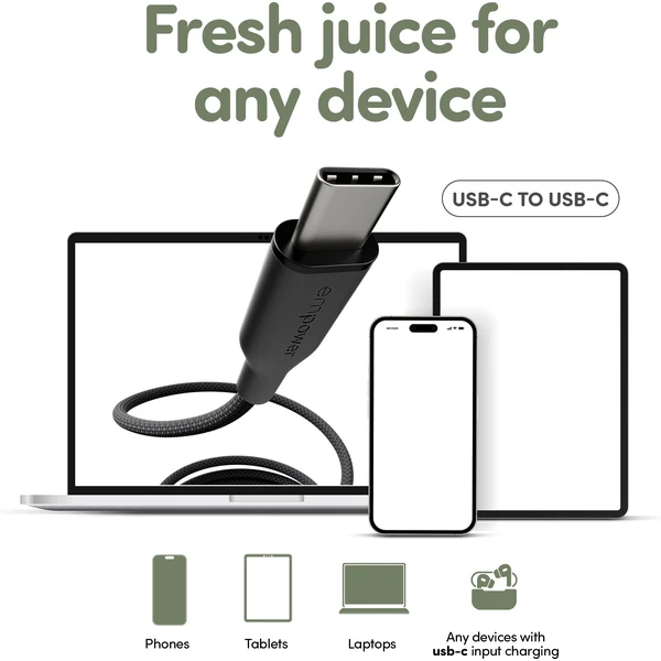 PanzerGlass USB-C/USB-C napájací kábel 60W 1,2m čierny - Káble a redukcie - Obrázok ZA3J000K01