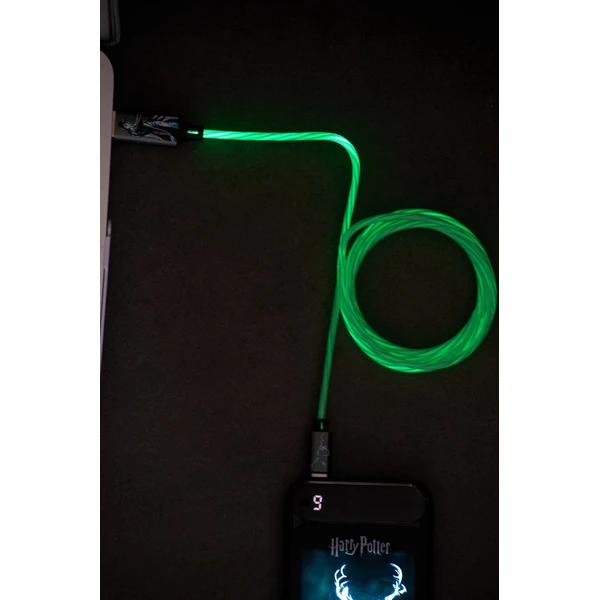 Lazerbuilt Harry Potter - Patronus USB-A/USB-C svietiaci napájací kábel 10W 1,2m zelený - Káble a redukcie - Obrázok ZA7H000K01