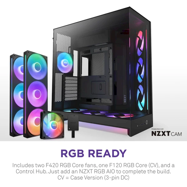 NZXT H9 Flow RGB+ čierna - Počítačové skrine - Obrázok ZA7K000K01