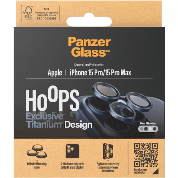 PanzerGlass HoOps ochranné krúžky Apple iPhone 16 Pro/16 Pro Max/15 Pro/15 Pro Max - modrý titán - Ochranné fólie a sklo - Obrázok ZAD1000O01