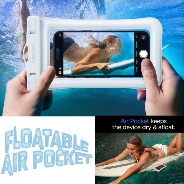 Spigen Aqua Shield Floating vodeodolné púzdro A610 2 Pack biele - Puzdra - Obrázok ZAF3000701
