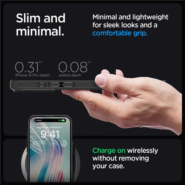 Spigen Ultra Hybrid kryt iPhone 15 Pro matne čierny - Puzdra - Obrázok ZAT8000601
