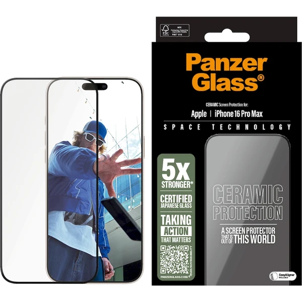 PanzerGlass® Ceramic Apple iPhone 16 Pro Max s inštalačným rámčekom - Ochranné fólie a sklo - Obrázok ZB08000P01