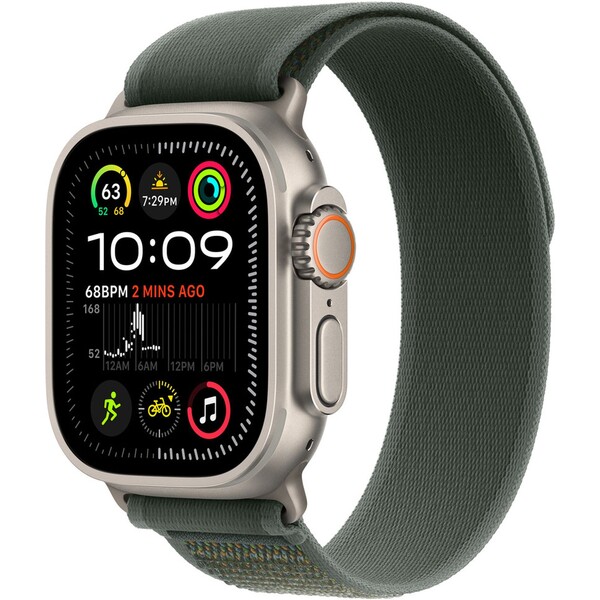 Apple Watch 49/46/45/44mm zelený Trailový ťah s prírodným titánom M/L