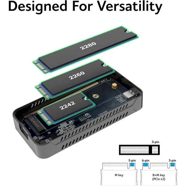 Akasa M.2 PCIe NVMe SSD Alu kryt 40GB/s - Externé boxy - Obrázok ZE4J000K01