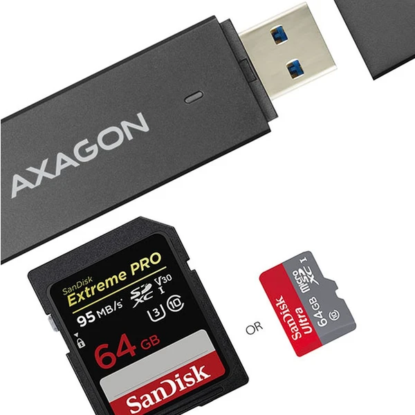 AXAGON čítačka SD/microSD kariet CRE-S2N USB-A - Čítačky pamäťových kariet - Obrázok ZFD0700301