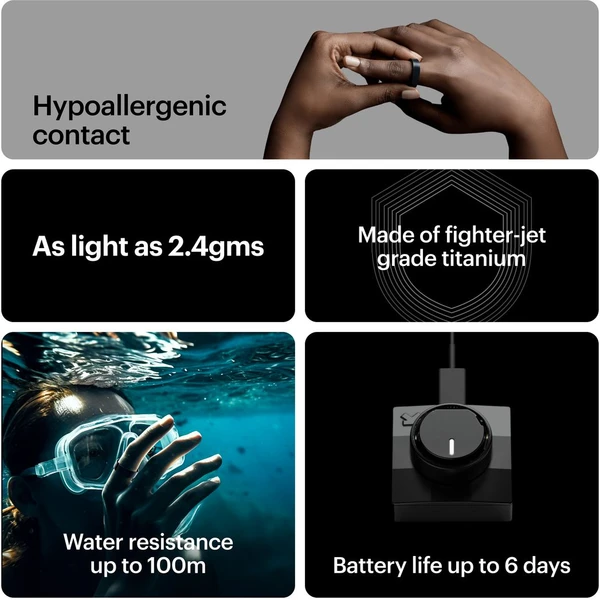 Ultrahuman Ring AIR šikovný prsteň veľ. 5 Matt Grey - Chytré prstene - Obrázok ZFE6000P01