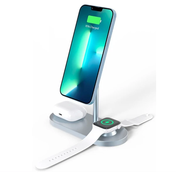 CubeNest S313 Pre 3v1 magnetická bezdrôtová nabíjačka Sierra Blue - Nabíjačky - Obrázok ZGAC000L01