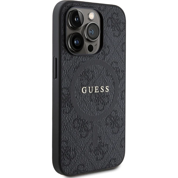 Guess PU Leather 4G Colored Ring MagSafe kryt iPhone 15 Pre čierny - Puzdra - Obrázok ZI72000N01