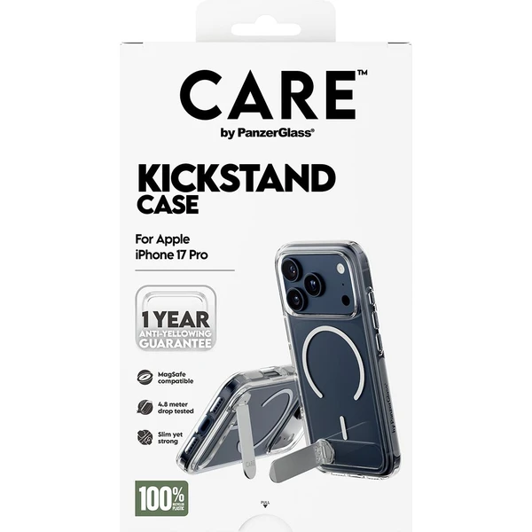 PanzerGlass® CARE Kickstand kryt s MagSafe Apple iPhone 17 Pro strieborný/biely - Puzdra - Obrázok ZJDH000K01
