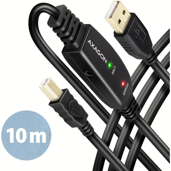 AXAGON ADR-210B USB2.0, A-M->B-M, aktívna predlžka/repeater kábel 10m