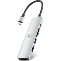 iWant USB-C HUB 6v1 HDMI/USB-C/USB-A/SD/Micro SD strieborný - USB huby