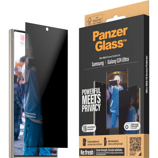 PanzerGlass Privacy Samsung Galaxy S24 Ultra s inštalačným rámčekom - Ochranné fólie a sklo - Obrázok ZP51000P01