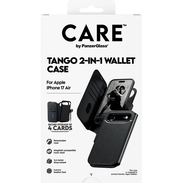 PanzerGlass® CARE Tango 2v1 Wallet púzdro s MagSafe Apple iPhone Air čierne - Puzdra - Obrázok ZQDH000K01