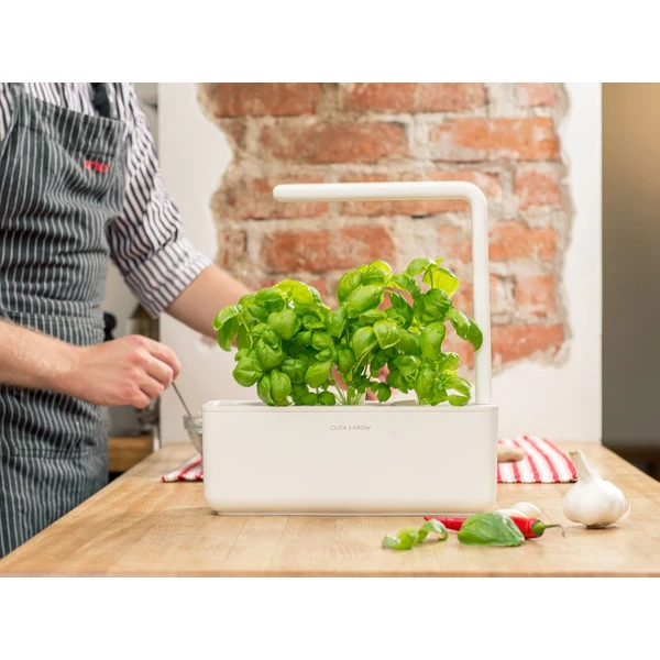 Click and Grow Smart Garden 3 šikovný kvetináč + 3ks kapsúl so semienkami bazalky biely - Kvetináče - Obrázok ZQIQ000401