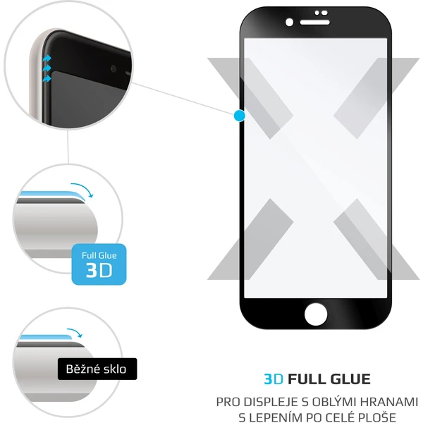 FIXED 3D Full-Cover tvrdené sklo s lepením po celej ploche Apple iPhone SE (20/22)/8/7 čierne - Ochranné fólie a sklo - Obrázok ZR6Q100401