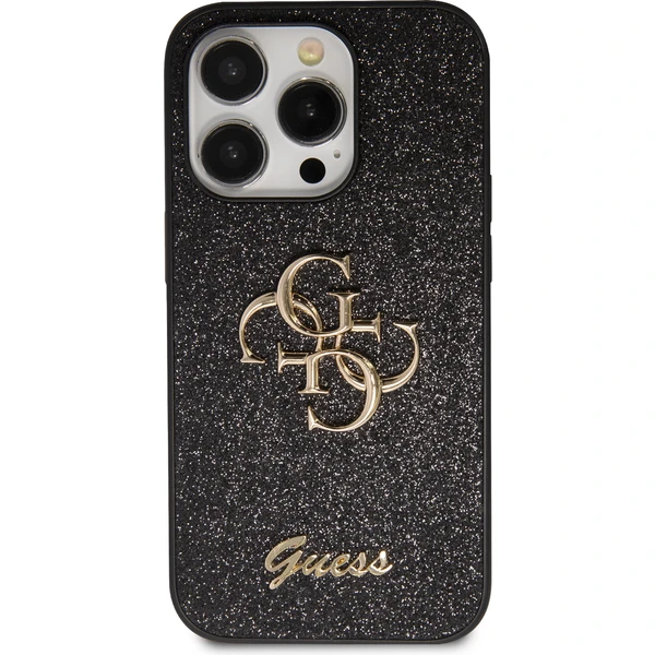 Guess PU Fixed Glitter 4G Metal Logo kryt iPhone 15 Pro Max čierny - Puzdra - Obrázok ZRX4000701