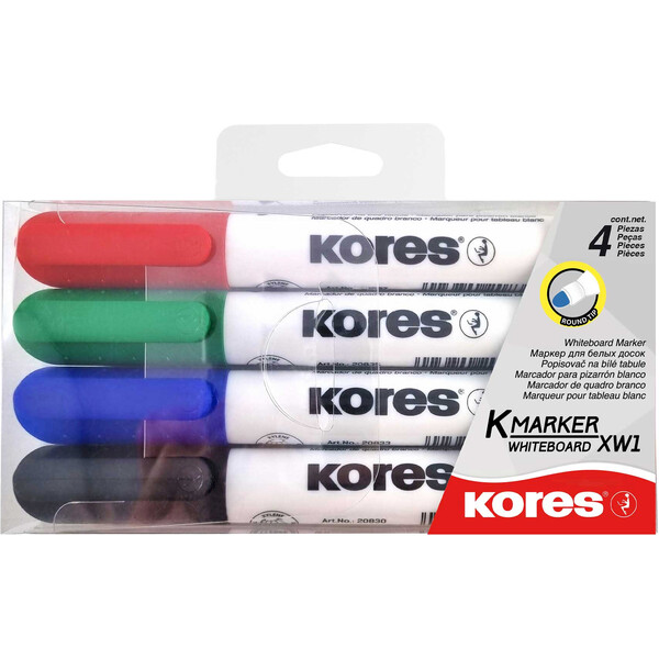 Kores K-MARKER popisovače na biele tabule a flipcharty s okrúhlym hrotom 4 farby