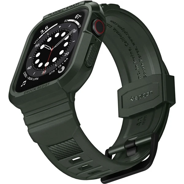 Spigen Rugged Armor Pro remienok s puzdrom Apple Watch 44/45mm zelený - Remienky - Hlavný obrázok