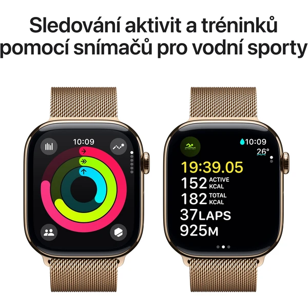 Apple Watch Series 10 Cellular 46mm Zlatý titán so zlatým milánskym ťahom M/L (Kategória A) - Inteligentné hodinky - Obrázok ZSQ7000K01