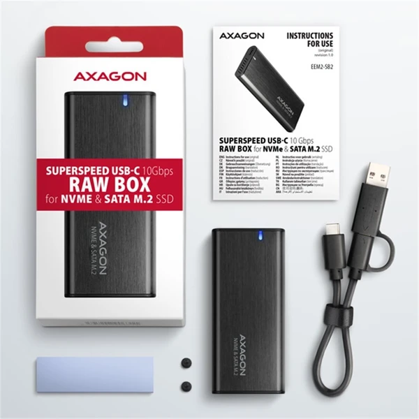 AXAGON EEM2-SB2 externý SSD disk čierny - Externé boxy - Obrázok ZVS6000701
