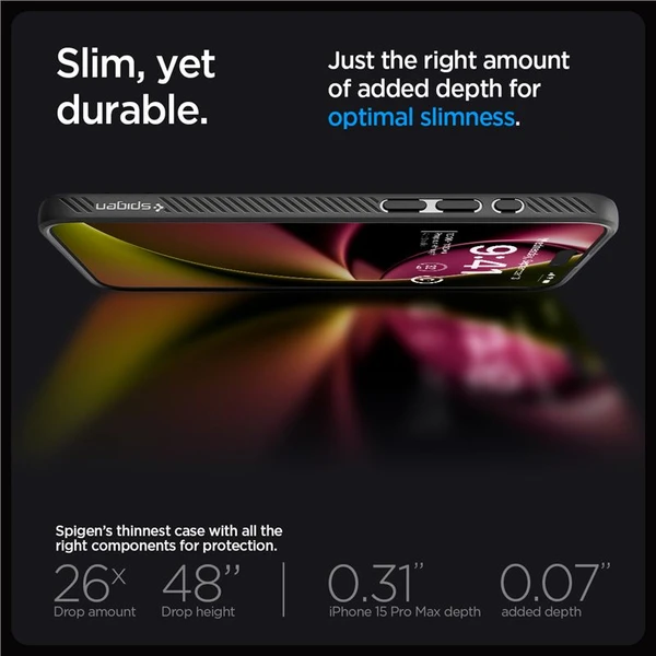 Spigen Liquid Air kryt iPhone 15 Pro Max matne čierny - Puzdra - Obrázok ZWT8000601