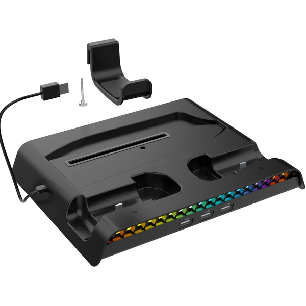 iPega P5S006 Multifunkčný Nabíjací RGB Stojan s Chladením pre PS5 Slim Black - Nabíjačky - Obrázok a00b2905db5b499d99289db37be1a4ab