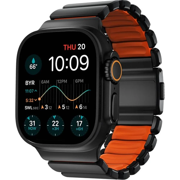 Nomad Stratos Band FKM remienok Apple Watch 45/46/49mm Čierny titán/Ultra oranžová - Remienky - Hlavný obrázok