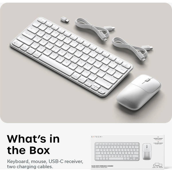 Satechi Slim CEX1 Wireless Combo (Keyboard and Mouse) - US English - Silver - Klávesnicové sety - Obrázok a08ae0b8dd7143bc8aa0f155530ad91e