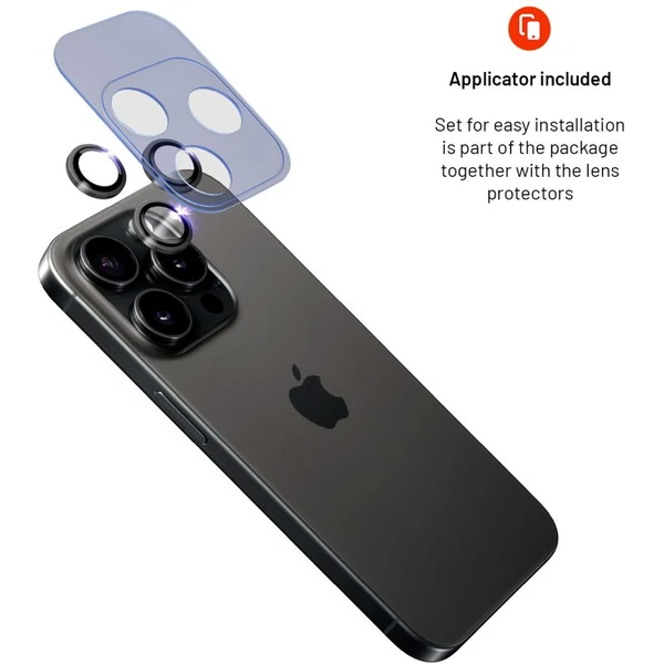 FIXED Sapphire Camera Glass ochranné sklá Apple iPhone 15 Pro/15 Pro Max čierna - Ochranné fólie a sklo - Obrázok a099ba26508c482f8e731259d9797acc