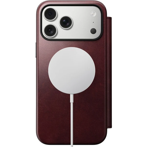 Nomad Modern Leather Folio (Horween) MagSafe kožené púzdro iPhone 17 Pro Max Burgundy - Puzdra - Obrázok a134eb3a33464965953565fde9d04c1a