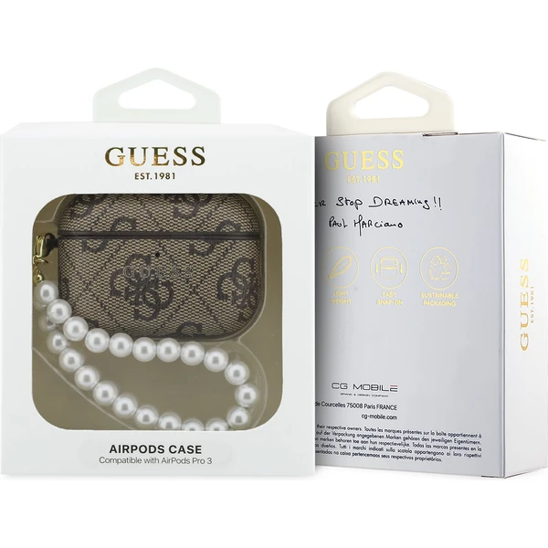 Guess PU 4G Classic Logo Pearl Strap puzdro AirPods Pro 3 hnedé - Puzdra - Obrázok a13a8ca5513240b382a113d05561b514