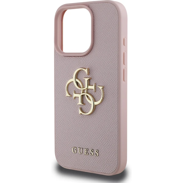 Guess PU Grained 4G Metal Logo kryt iPhone 15 Pre Max ružový - Puzdra - Obrázok a147dbb54afb4f779fe99060635c5350