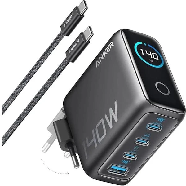 Anker 140W nabíjačka, 3x USB-C, 1x USB-A sivá - Nabíjačky - Hlavný obrázok