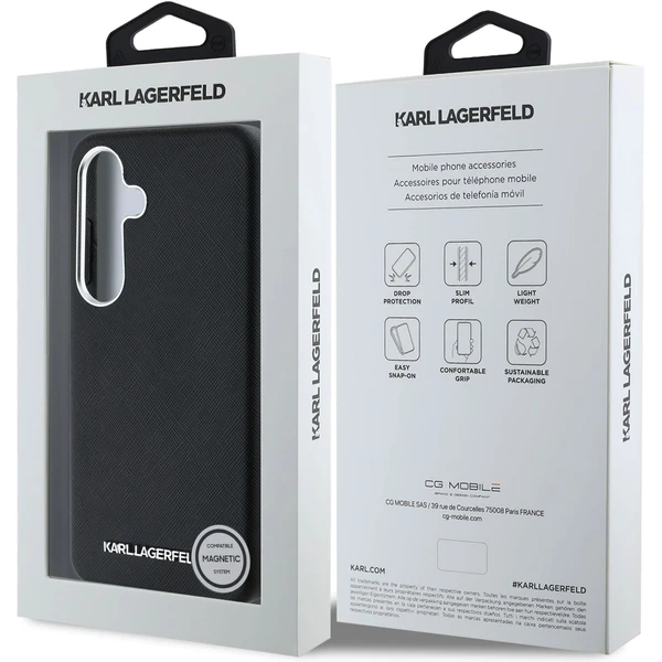 Karl Lagerfeld PU Saffiano Metal Logo a rám kryt Samsung Galaxy S25+ čierny - Puzdra - Obrázok a1552234e7a04e83857ddd9a4980f71c