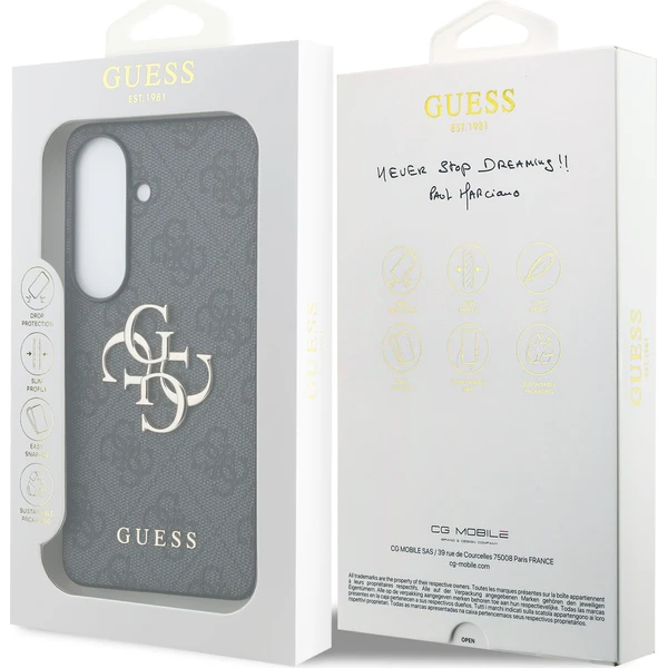 Ochranný kryt Guess PU 4G Metal Logo pre Samsung Galaxy S26+ sivý - Puzdra - Obrázok a15d2cf88a7c4db3a5ead848e0269629