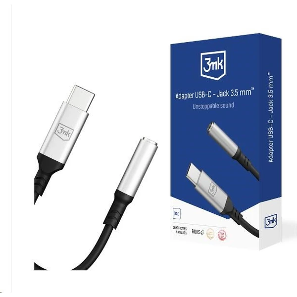 3mk redukcia USB-C/3,5mm 0,15 m čierna - Káble a redukcie - Hlavný obrázok