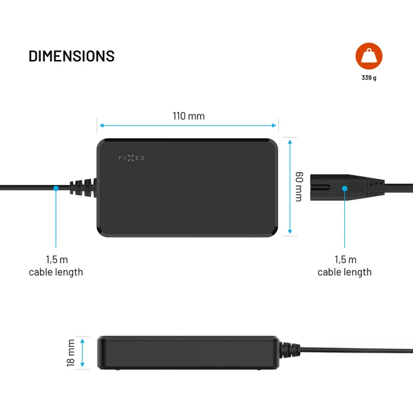 FIXED GaN nabíjecí adaptér pro notebooky s USB-C, PD 3.0, 100W, černý - Nabíjačky - Obrázok a18722667c2e4f4f9b048238b68e23ad