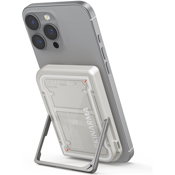 E-shop SKINARMA Nexus Mecha MagSafe powerbanka so stojanom, USB-C, PD (5000 mah) svetlo šedá