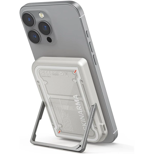 SKINARMA Nexus Mecha MagSafe powerbanka so stojanom, USB-C, PD (5000 mah) svetlo šedá - Powerbanky - Hlavný obrázok