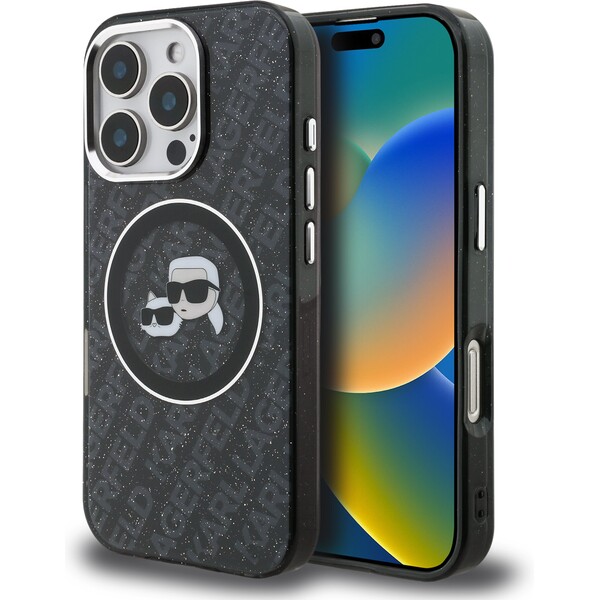 E-shop Karl Lagerfeld IML K&CH Heads Repeated Logo MagSafe kryt iPhone 16 Pro Max čierny