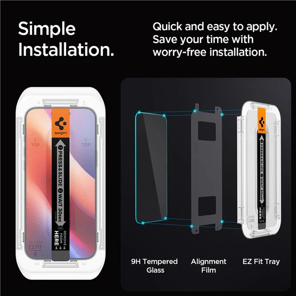 Spigen Glass tR EZ Fit (Privacy) tvrdené sklo iPhone 17 Pro/17/16 Pro číre (2-pack) - Ochranné fólie a sklo - Obrázok a212dd2362c24b7f9b015a4981a8fb9a
