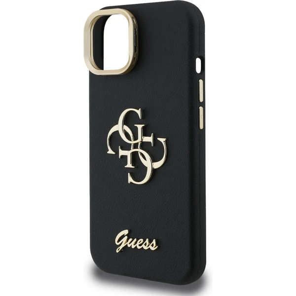 Guess PU Grained 4G Logo Stand Camera Frame kryt iPhone 15 čierny - Puzdra - Obrázok a24b6e13355e45d2970bb640070e8a0c