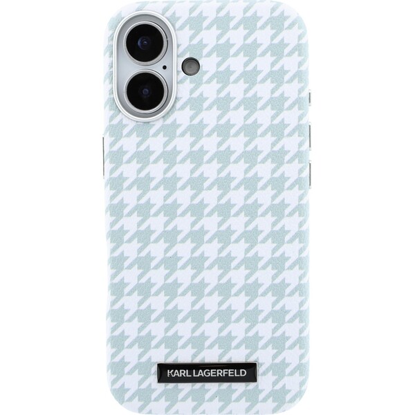 Karl Lagerfeld PU Houndstooth Resin Plate MagSafe kryt iPhone 17 modrý - Puzdra - Obrázok a263ce539fbc492b8ab22e26e69cb486