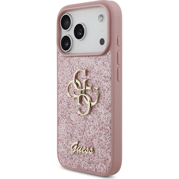 Guess PU Fixed Glitter 4G Metal Logo Zadný Kryt pre iPhone 18 Pro Pink - Puzdra - Obrázok a26984adf40c4208b5b50fcc216b0c37