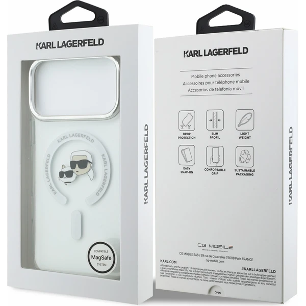 Karl Lagerfeld IML K&CH Heads Metal Frame MagSafe Zadný kryt pre iPhone 18 Pro Max White - Puzdra - Obrázok a2753011f3464eb98d5a5d409d222613