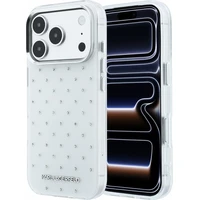 Karl Lagerfeld IML Rhinestones Allover Magsafe kryt iPhone 18 Pro biely - Puzdra