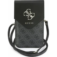 Guess PU Leather+Grained 4G Metal Logo taška na telefon čierna - Puzdra