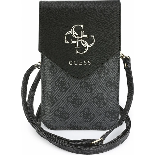 Guess PU Leather+Grained 4G Metal Logo taška na telefon černá - Puzdra - Hlavný obrázok